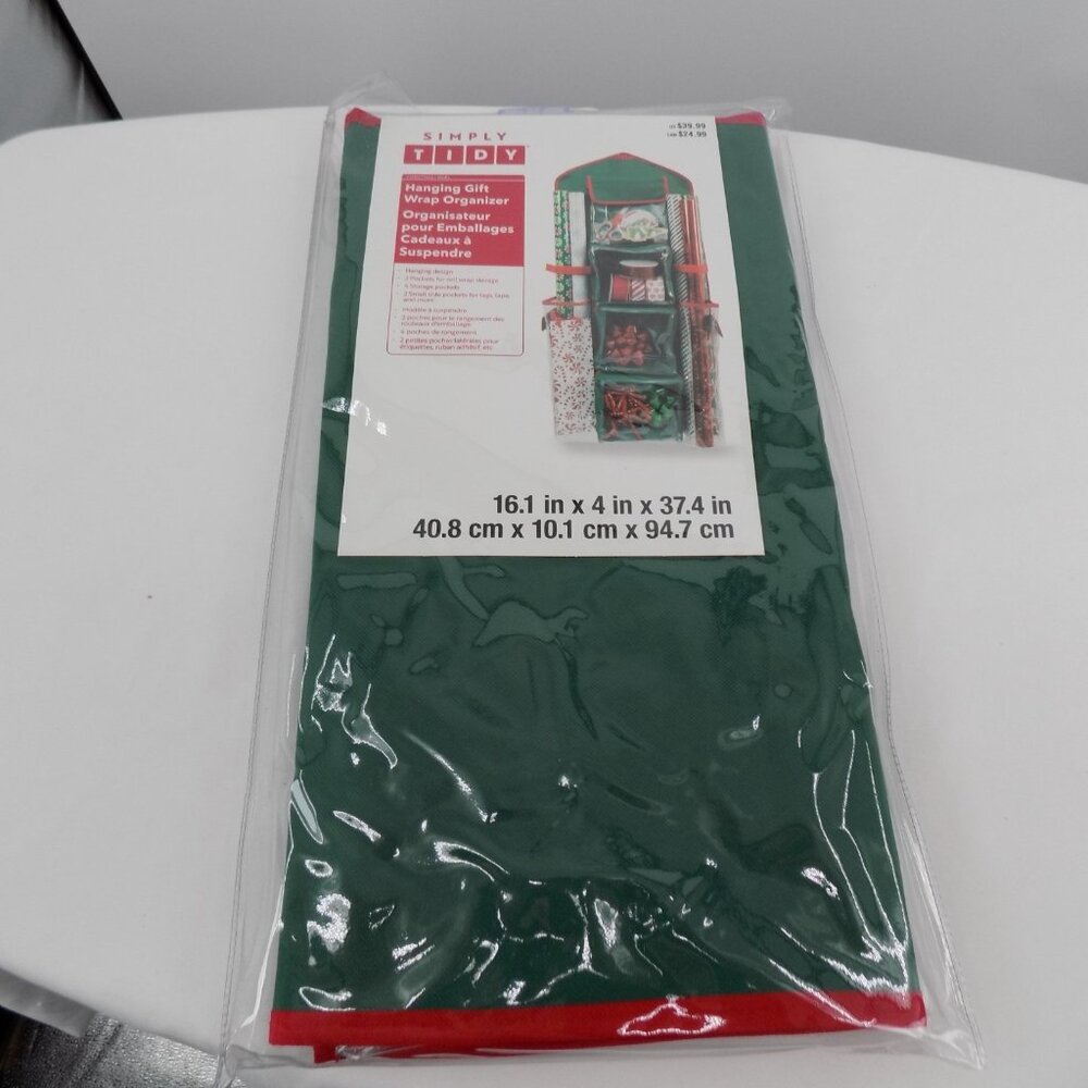 Hanging Gift Wrap Organizer Simply Tidy Storage Pockets for Paper Tags Tape New